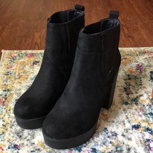Black platform booties
